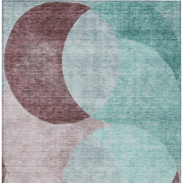 10' X 14' Teal Blue Brown And Beige Geometric Washable Indoor Outdoor Area Rug