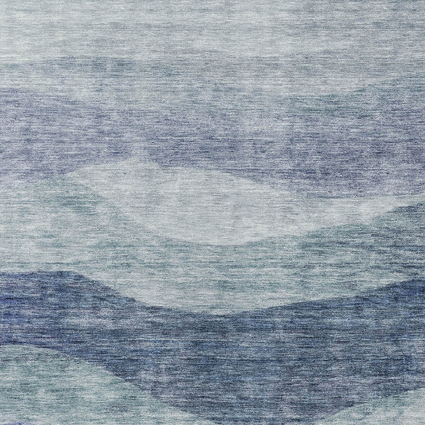 8' X 10' Light Blue And Dark Blue Abstract Washable Indoor Outdoor Area Rug