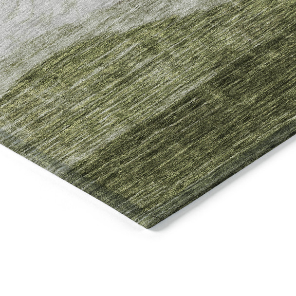 9' X 12' Green And Beige Abstract Washable Indoor Outdoor Area Rug