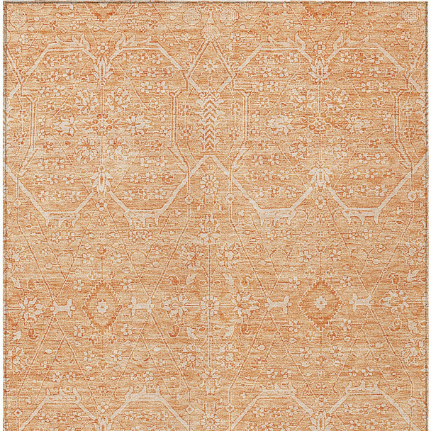 3' X 5' Salmon Floral Washable Indoor Outdoor Area Rug