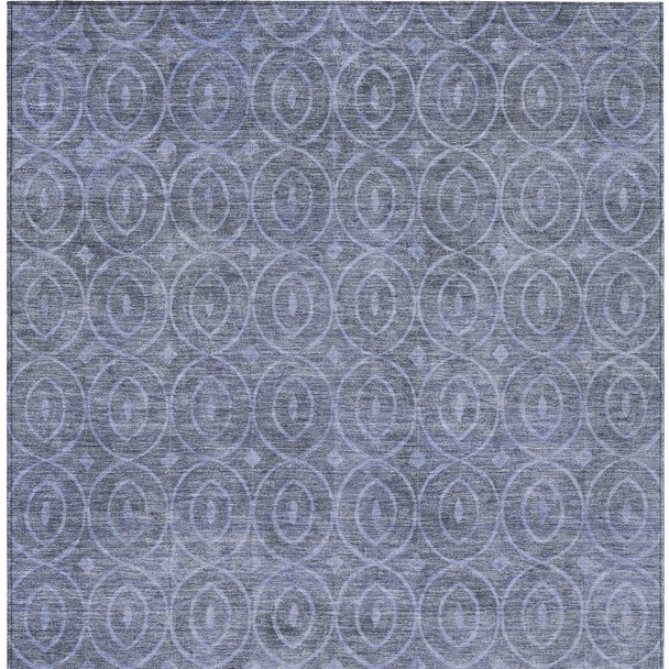 10' X 14' Denim Blue Geometric Washable Indoor Outdoor Area Rug