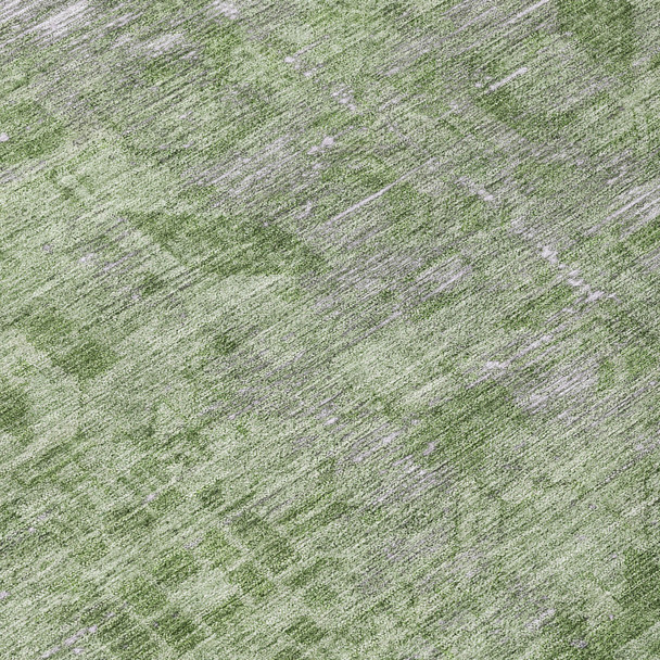 9' X 12' Fern Green Oriental Washable Indoor Outdoor Area Rug
