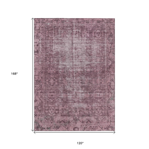 10' X 14' Merlot Oriental Washable Indoor Outdoor Area Rug