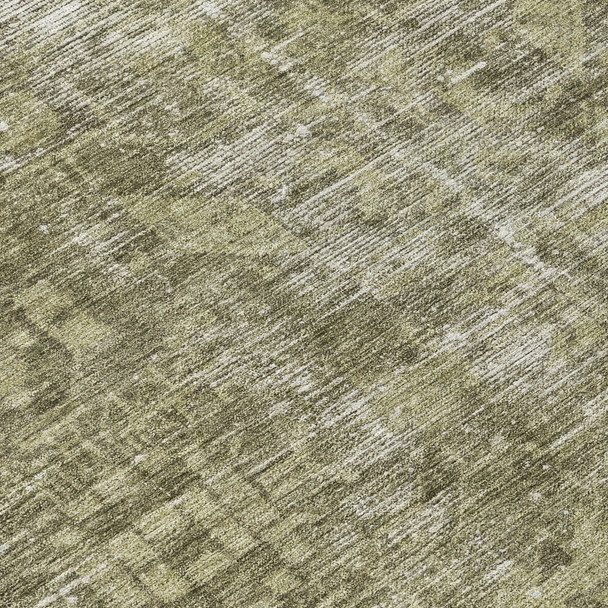 3' X 5' Olive Green Oriental Washable Indoor Outdoor Area Rug