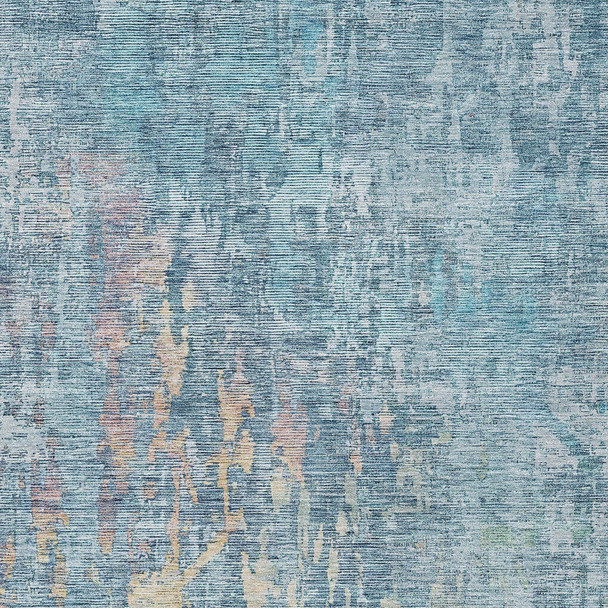 5' X 8' Blue Abstract Washable Indoor Outdoor Area Rug