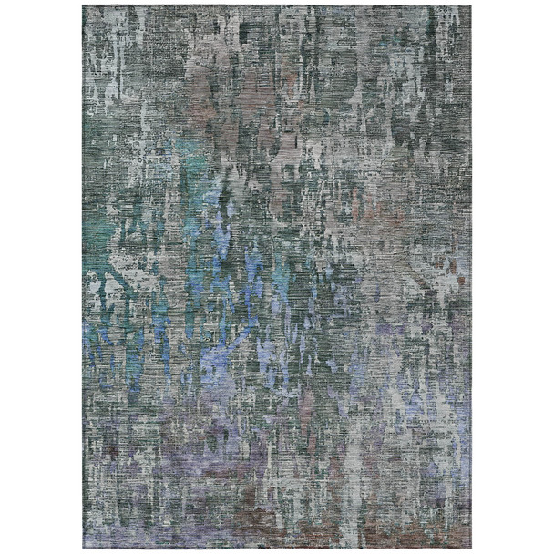8' X 10' Fern Green Abstract Washable Indoor Outdoor Area Rug