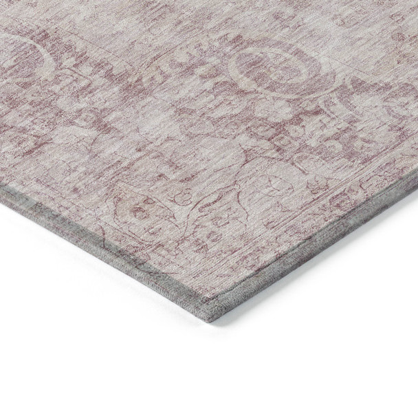 3' X 5' Pink Floral Medallion Washable Indoor Outdoor Area Rug