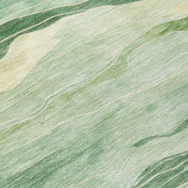 8' Green Round Striped Washable Indoor Outdoor Area Rug