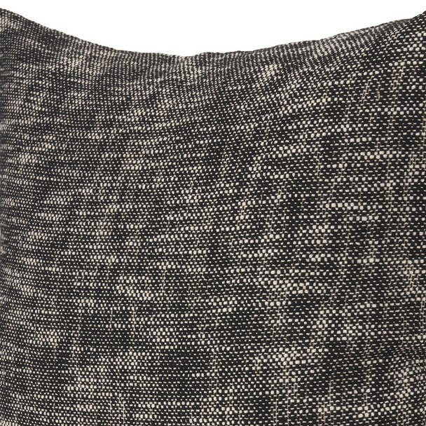 22" Black Weave Linen Throw Pillow Cover