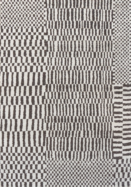 6' X 8' Gray And Beige Geometric Berber Washable Area Rug With UV Protection