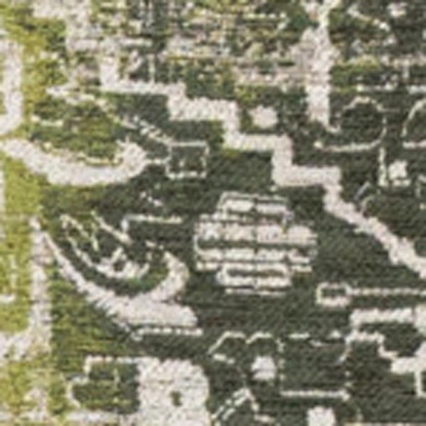 6' X 8' Green And Beige Tribal Washable Area Rug With UV Protection