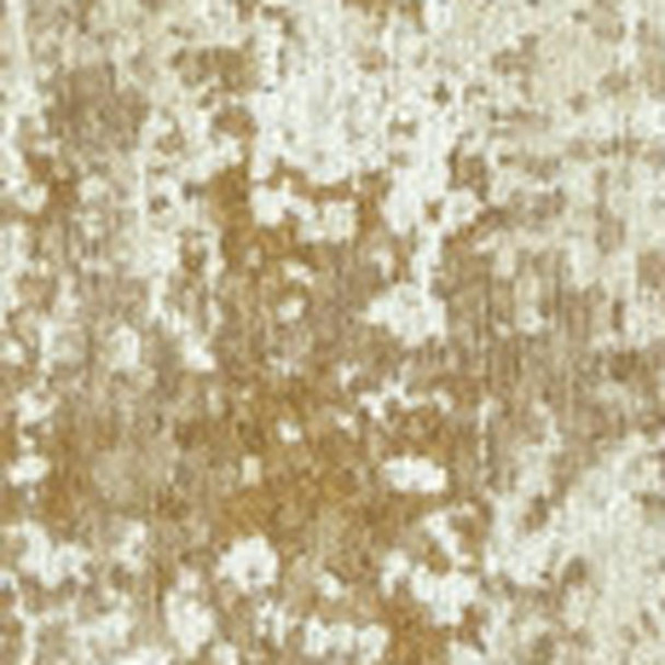 8' Gold And Beige Abstract Washable Round Rug With UV Protection