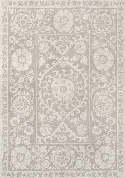 7' X 9' Beige And Gray Tribal Washable Area Rug With UV Protection