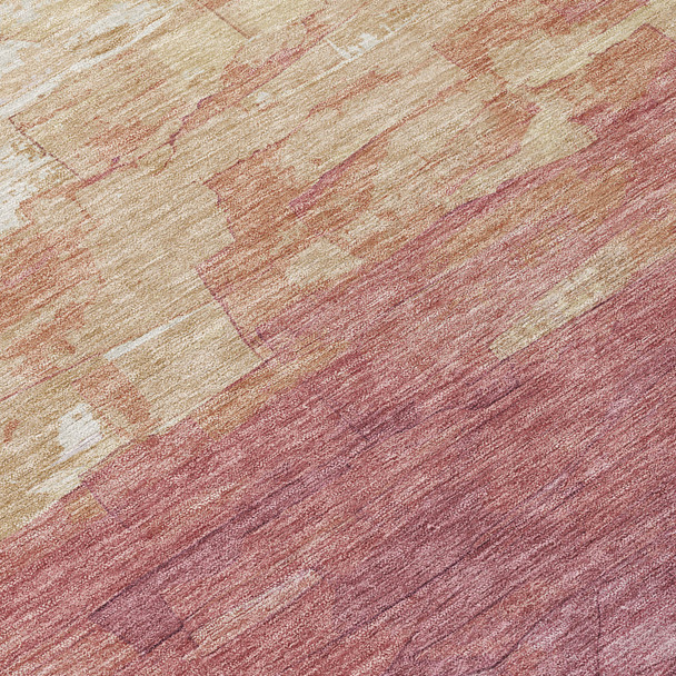 10' X 14' Mauve And Pink Striped Washable Indoor Outdoor Area Rug