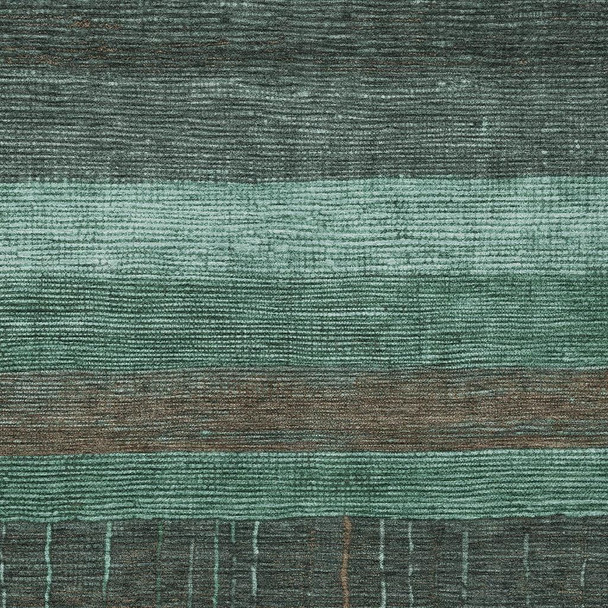 9' X 12' Teal Blue And Taupe Striped Washable Indoor Outdoor Area Rug
