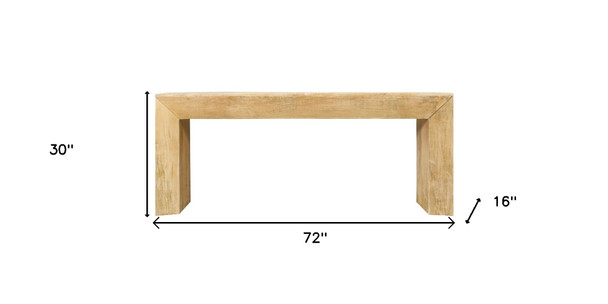 72" Natural Solid Wood Distressed Frame Console Table