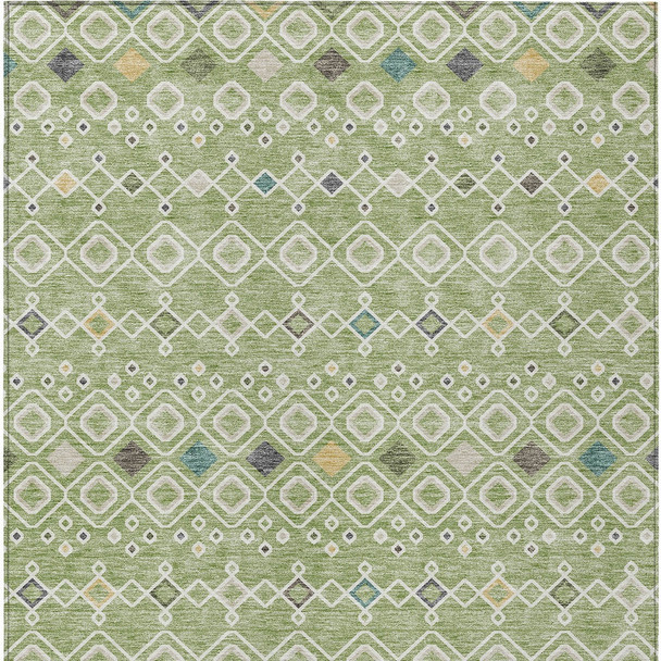 10' X 14' Sage Ivory And Teal Blue Geometric Washable Indoor Outdoor Area Rug