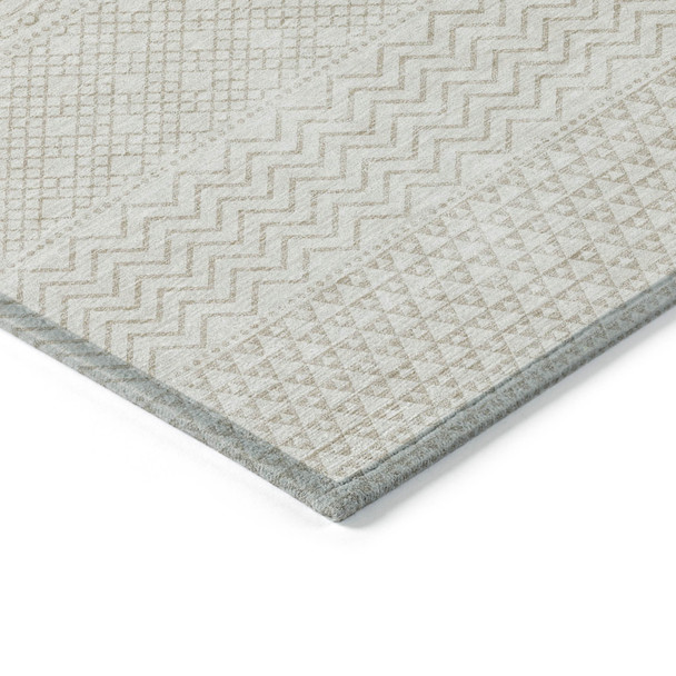 10' X 14' Ivory And Beige Chevron Washable Indoor Outdoor Area Rug