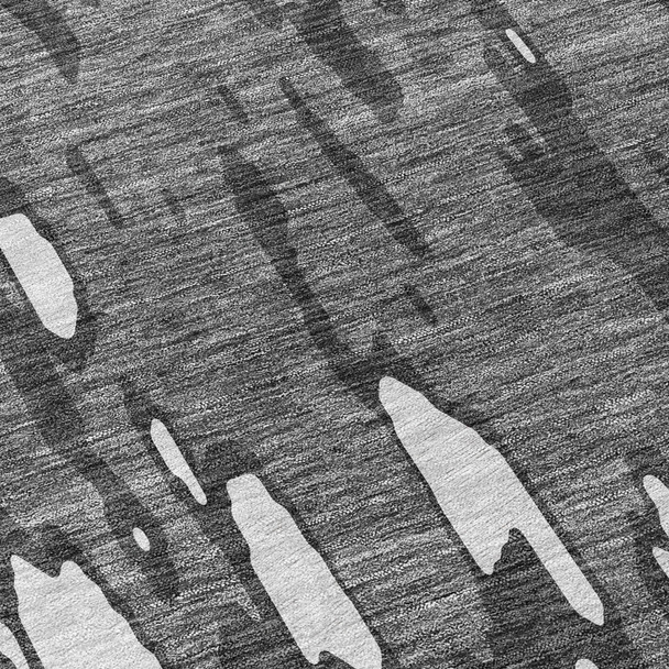 5' X 8' Gray And Ivory Abstract Washable Indoor Outdoor Area Rug