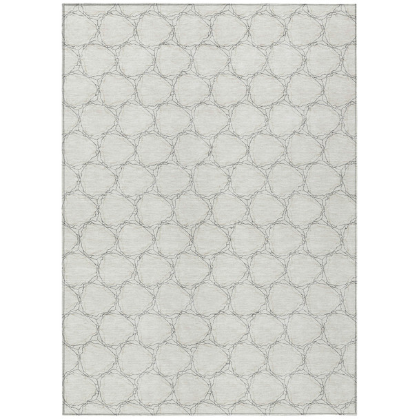 8' X 10' Ivory And Black Geometric Washable Indoor Outdoor Area Rug