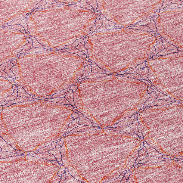 10' X 14' Pink And Purple Geometric Washable Indoor Outdoor Area Rug