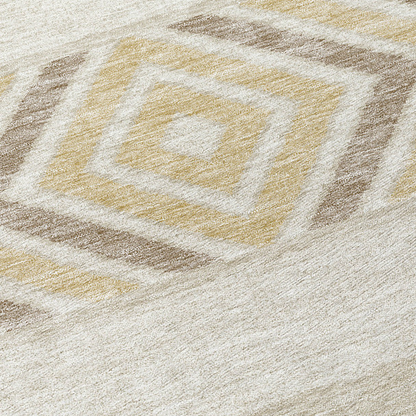 9' X 12' Beige Ivory And Taupe Southwestern Washable Indoor Outdoor Area Rug
