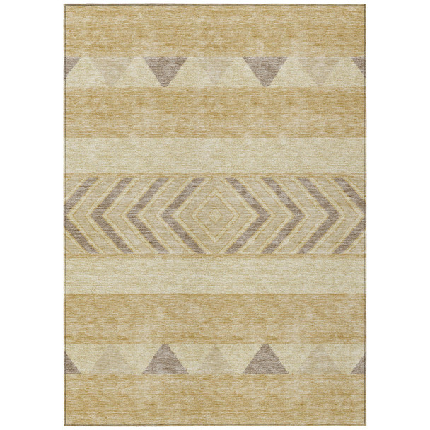 5' X 8' Gold Taupe And Beige Southwestern Washable Indoor Outdoor Area Rug