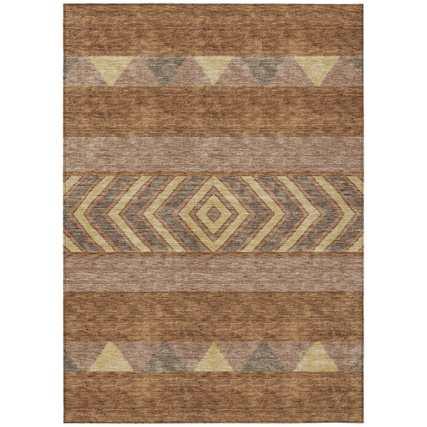 10' X 14' Orange Wheat And Taupe Southwestern Washable Indoor Outdoor Area Rug