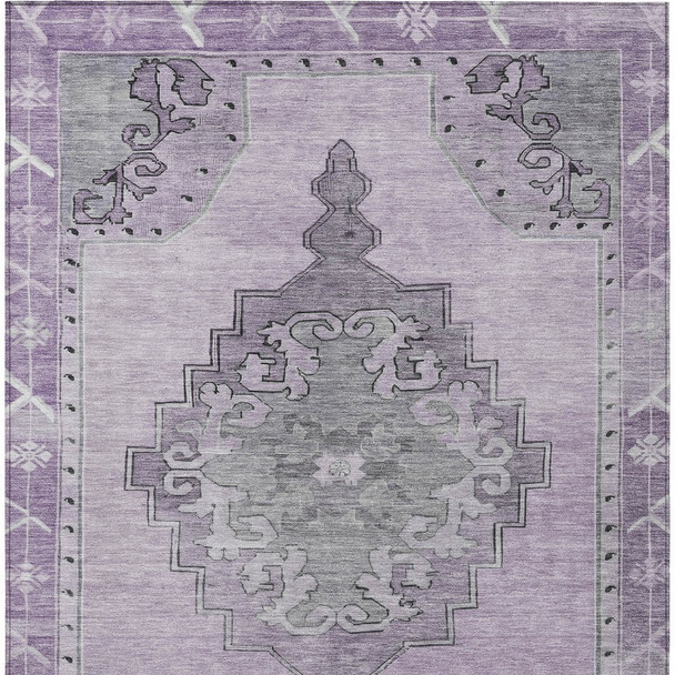 9' X 12' Plum And Gray Geometric Washable Indoor Outdoor Area Rug