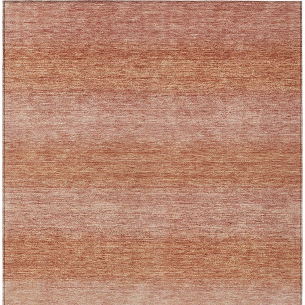 3' X 5' Terra Cotta And Peach Striped Washable Indoor Outdoor Area Rug