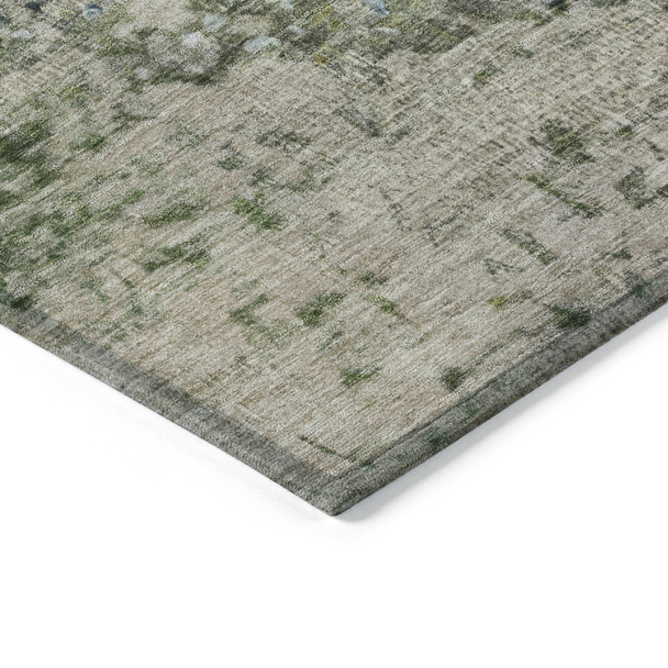 3' X 5' Blue And Beige Abstract Washable Indoor Outdoor Area Rug