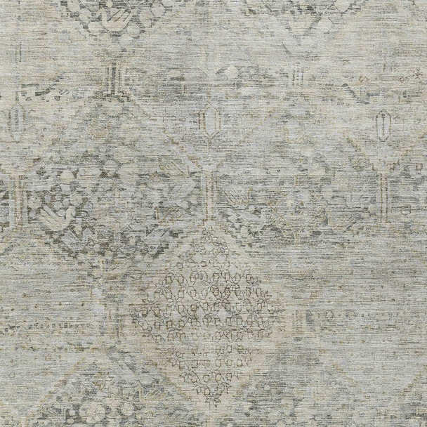 10' X 14' Pewter And Silver Geometric Washable Indoor Outdoor Area Rug