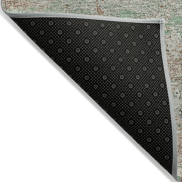 3' X 5' Khaki Beige And Ivory Abstract Washable Indoor Outdoor Area Rug