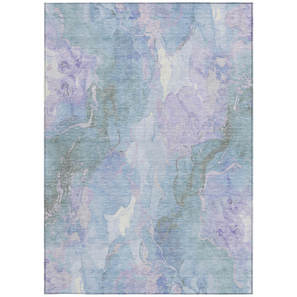 10' X 14' Lavender And Sky Blue Abstract Washable Indoor Outdoor Area Rug