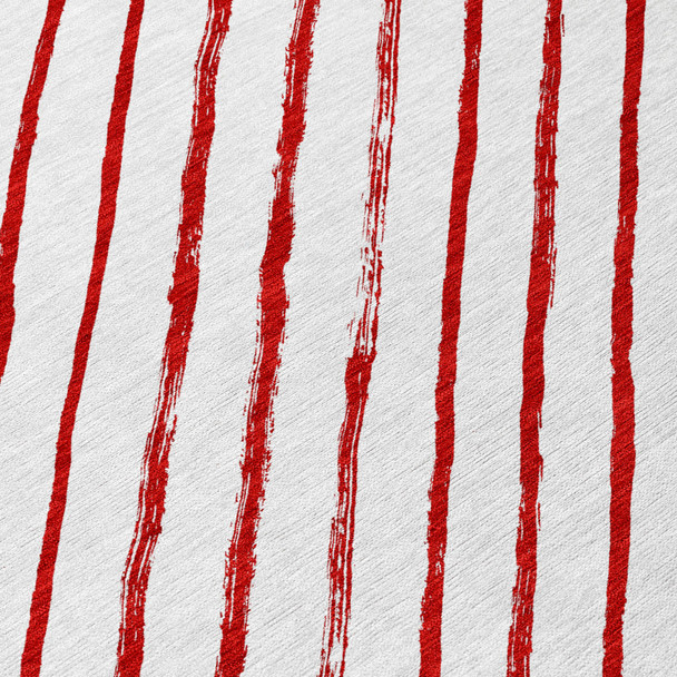 3' X 5' Red And White Striped Washable Indoor Outdoor Area Rug