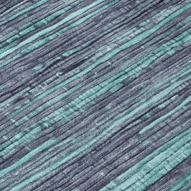 5' X 8' Teal Blue And Gray Striped Washable Indoor Outdoor Area Rug