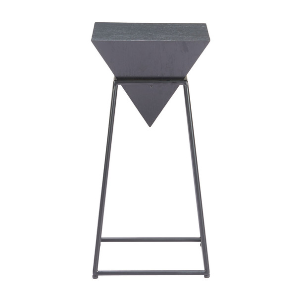 25" Black Wood and Steel Free Form Pedestal End Table