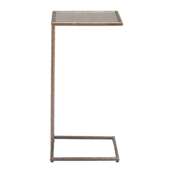25" Bronze Mirrored Mirrored Glass and Steel Free Form Pedestal End Table