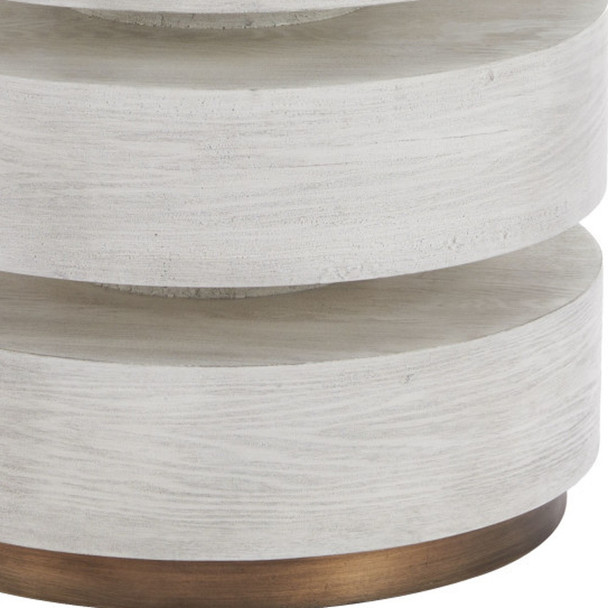22" White Wood Free Form Pedestal End Table