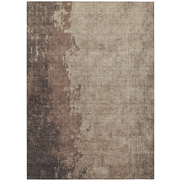 3' X 5' Chocolate And Taupe Abstract Washable Indoor Outdoor Area Rug