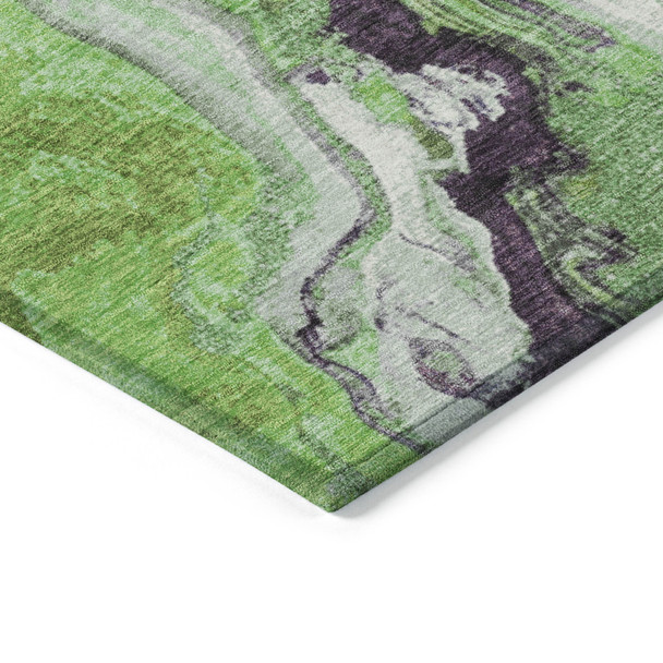 10' X 14' Green And Charcoal Abstract Washable Indoor Outdoor Area Rug