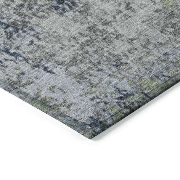 3' X 5' Fern Green And Ivory Abstract Washable Indoor Outdoor Area Rug