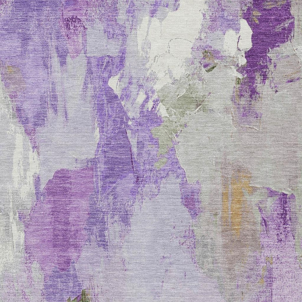 5' X 8' Purple And Green Abstract Washable Indoor Outdoor Area Rug