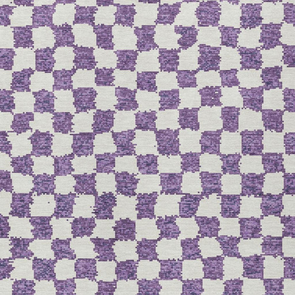 5' X 8' Purple And Ivory Geometric Washable Indoor Outdoor Area Rug
