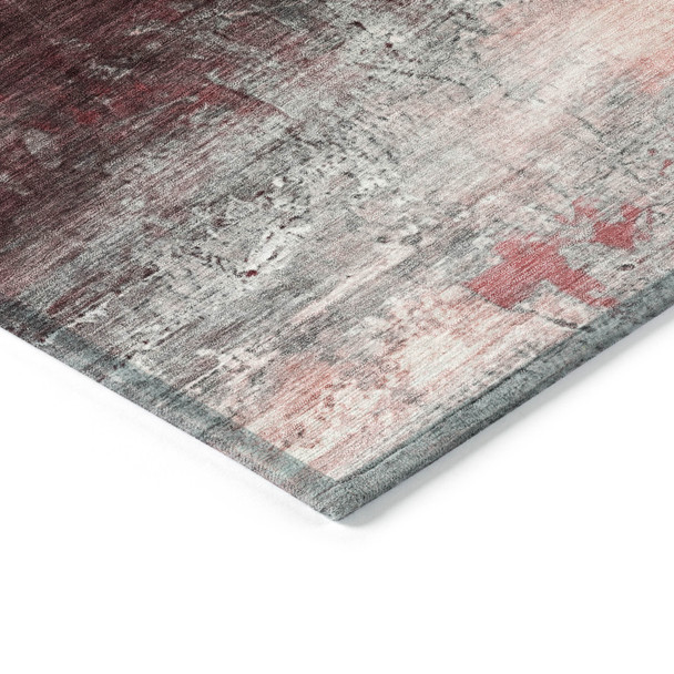 5' X 8' Merlot Charcoal And Ivory Abstract Washable Indoor Outdoor Area Rug