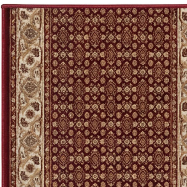 6' Red And Beige Moroccan Runner Rug