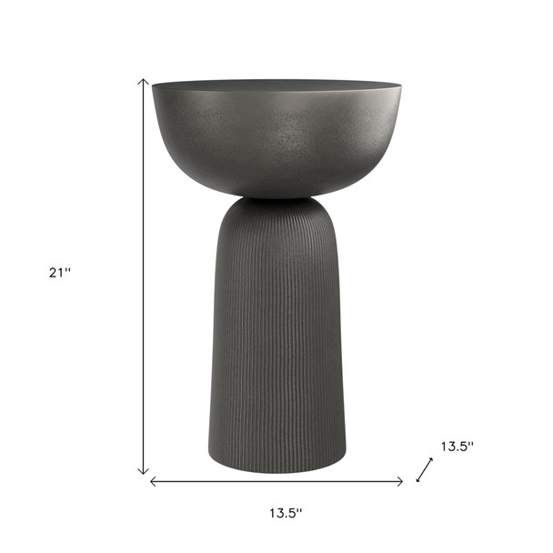 21" Black Aluminum Round Pedestal End Table
