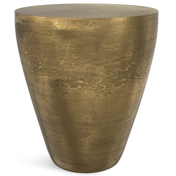 18" Antiqued Brass Aluminum Round Drum End Table
