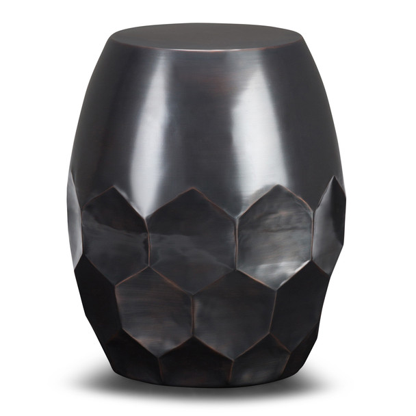 20" Copper Distressed Iron Round Drum End Table