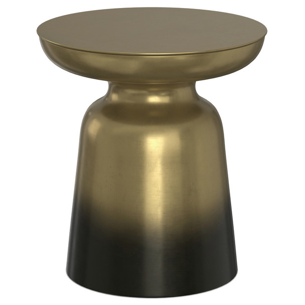 18" Gold and Black Iron Round Pedestal End Table